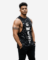 G WEST LOGO MENS BLACK TANKS
