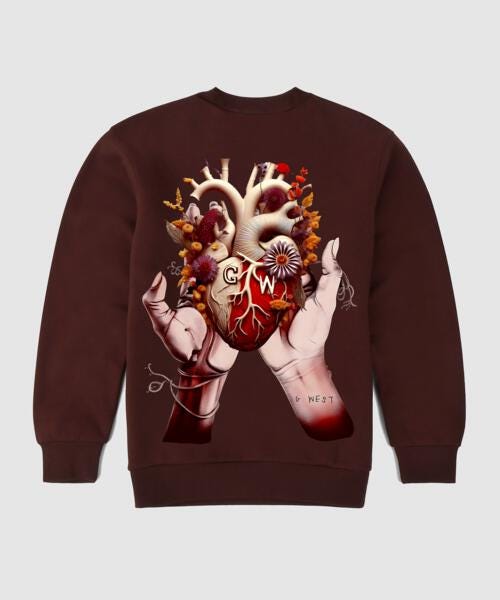G West Mens Flower Heart Crew