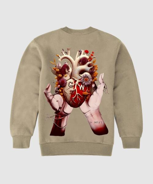 G West Mens Flower Heart Crew