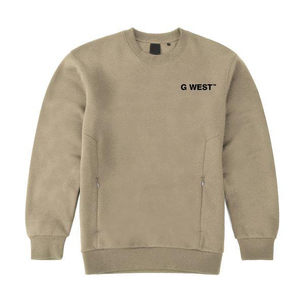 G West Mens Logo Fleece Crewneck With Invisible Zippers