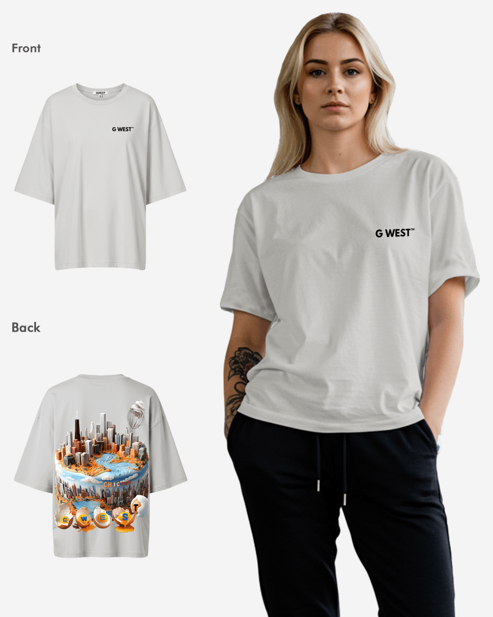 G WEST OVERSIZED CHICAGO CAKE TEE -WOMEN