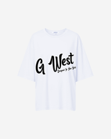 G West Womens Oversized Cursive Logo Black Tee
