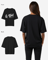 G West Womens Oversized Cursive Logo Black Tee