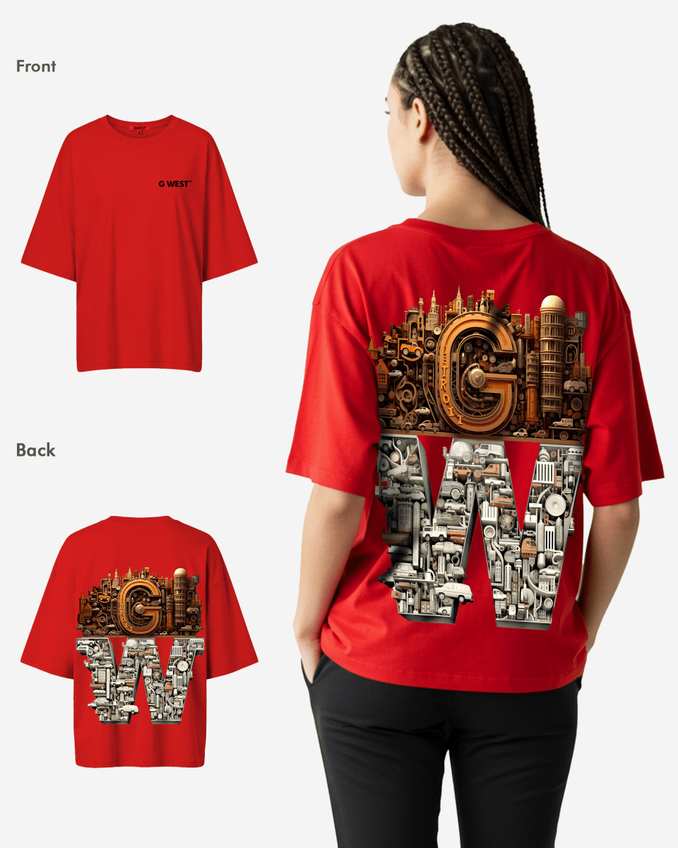 G WEST OVERSIZED DETROIT MOTORCITY T-SHIRT - WOMEN