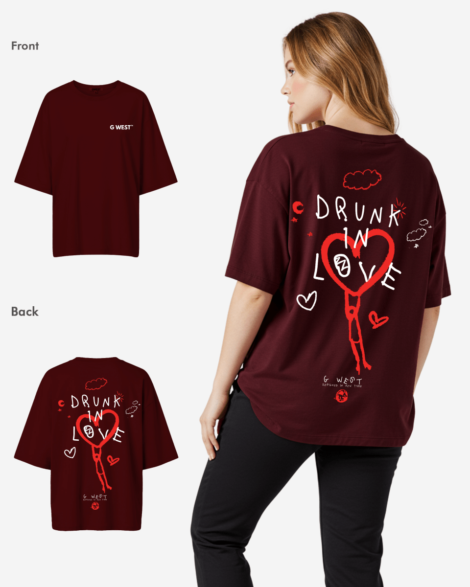 G West Womens Oversized Drunk In Love Tee