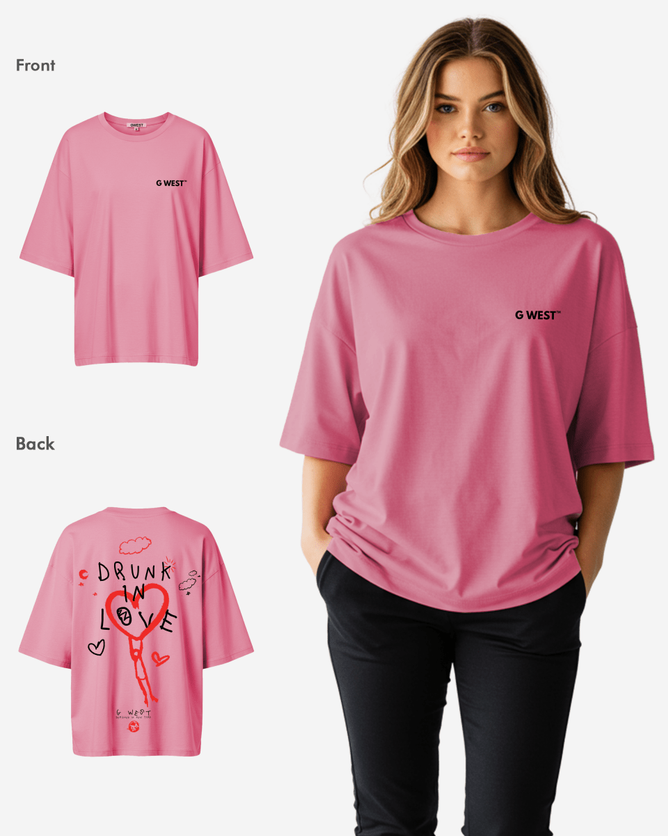 G West Womens Oversized Drunk In Love Tee