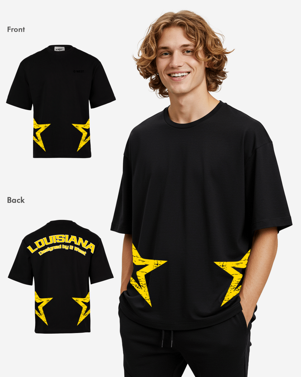 G West Oversized Louisiana Arch Logo Black Tee