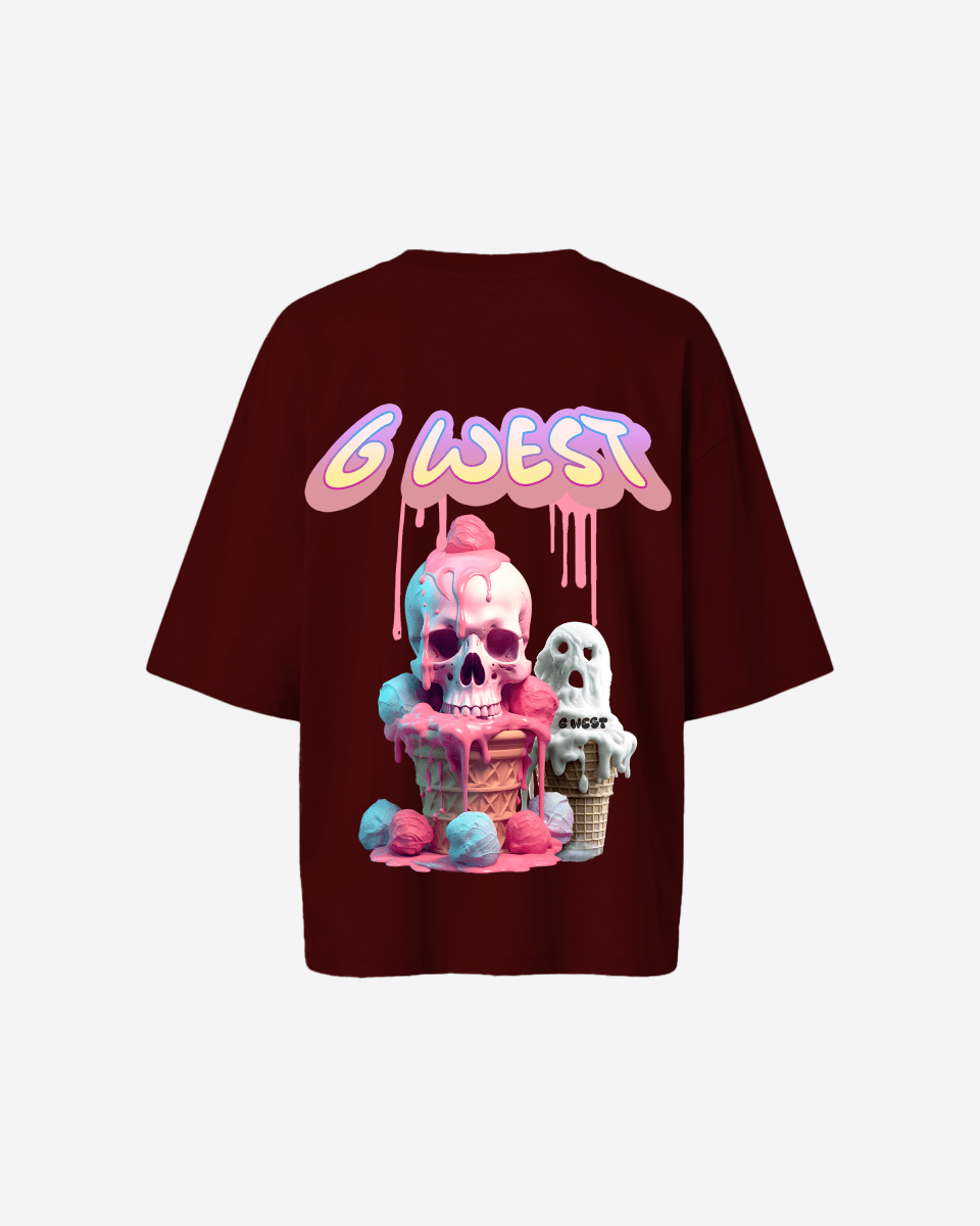 G West Womens Oversized Melting Ice Cream Tee