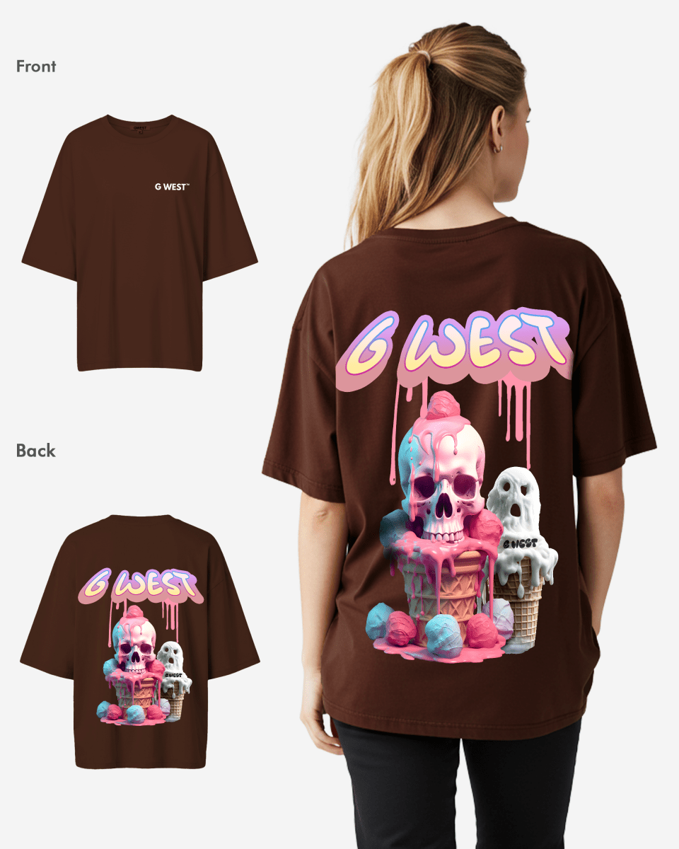 G West Womens Oversized Melting Ice Cream Tee