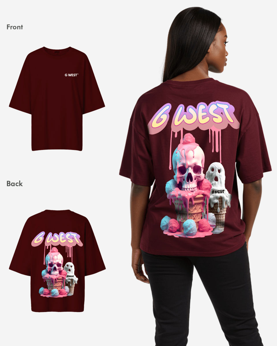 G West Womens Oversized Melting Ice Cream Tee