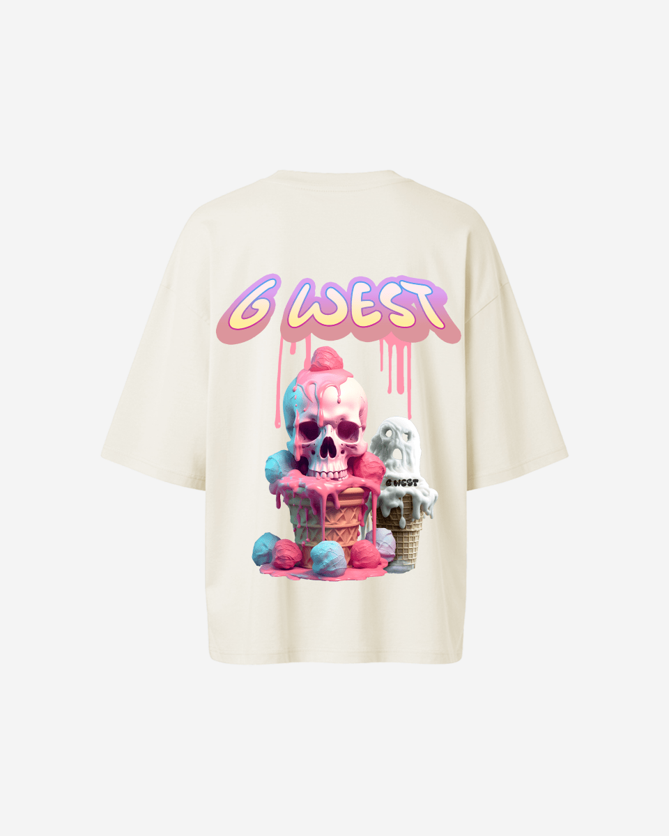 G West Womens Oversized Melting Ice Cream Tee