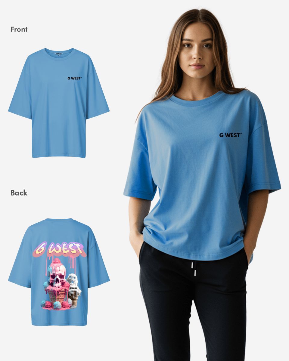 G West Womens Oversized Melting Ice Cream Tee