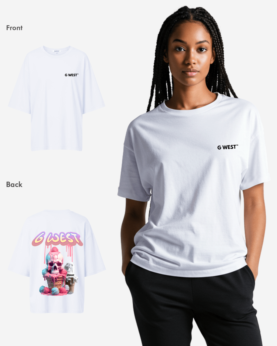 G West Womens Oversized Melting Ice Cream Tee