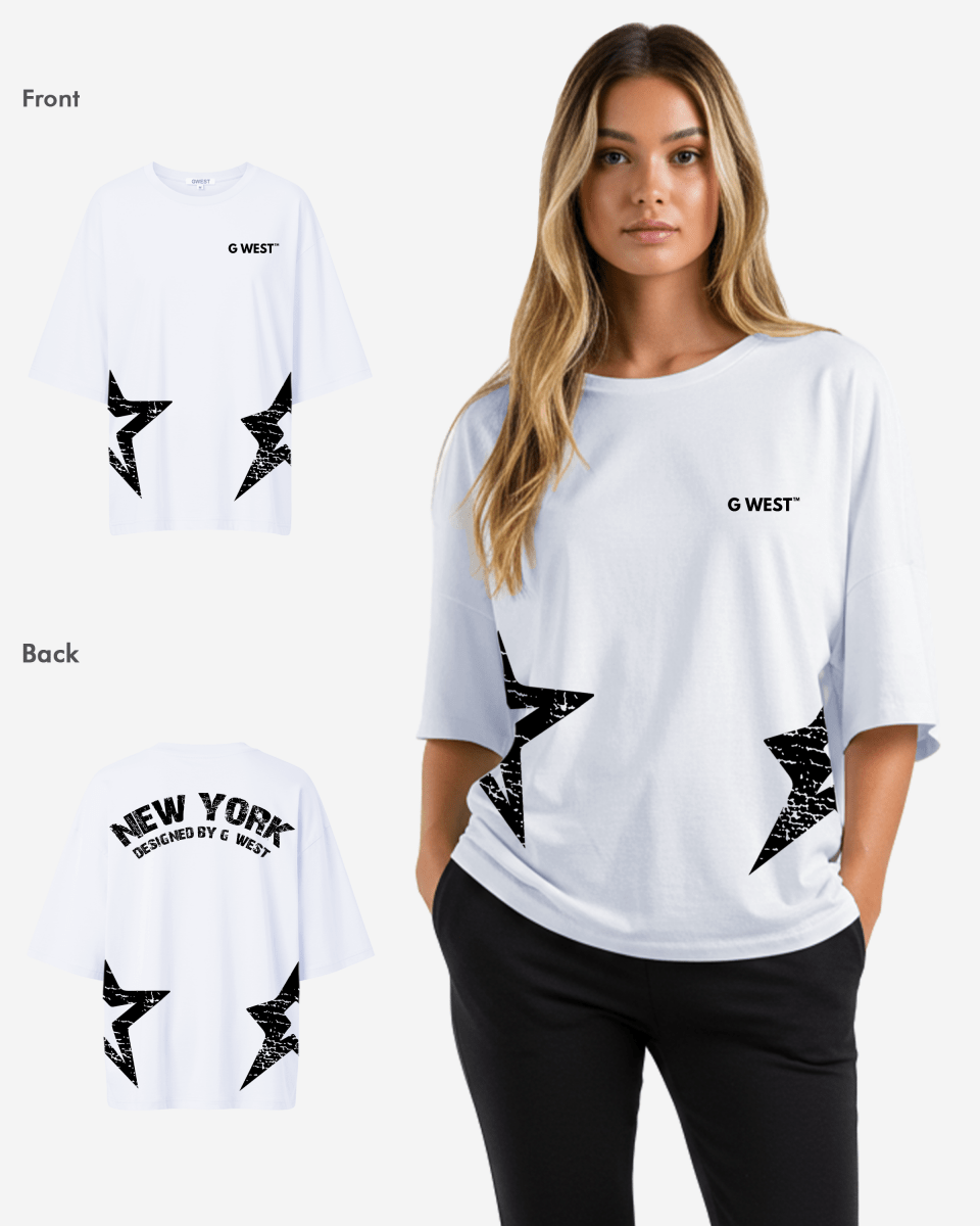 G West Oversized New York Arch Logo Tee  - WOMEN