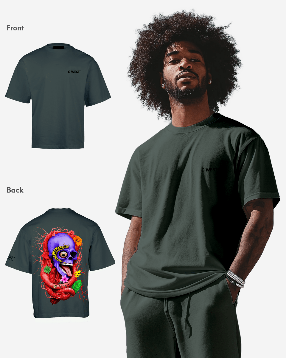 G WEST OVERSIZED PREMIUM SNAKE SKULL T-SHIRT