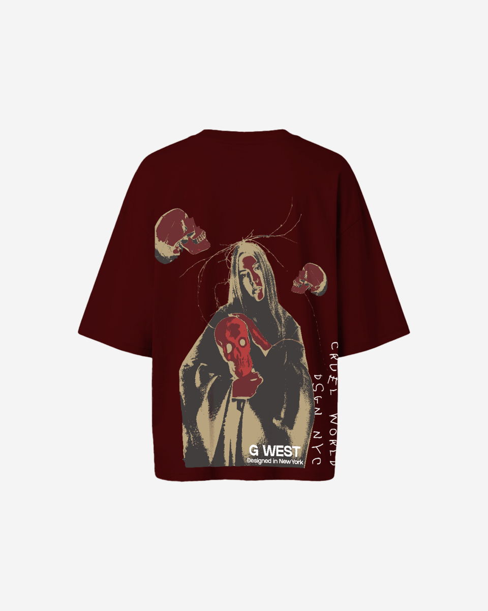 G West Oversized Red Skull Tee - Women