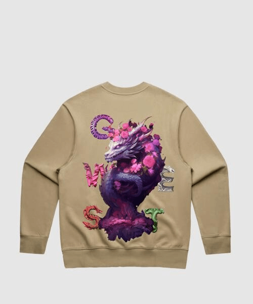 G West Purple Dragon Heavy Premium Crewneck