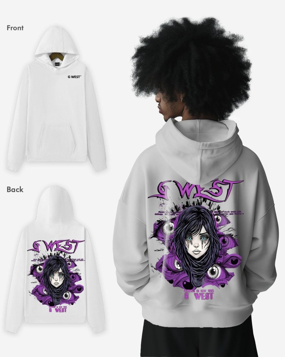 G West Purple Eye Black Oversize Hoodie