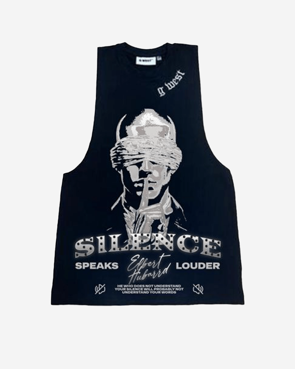 G WEST RHINESTONE SILENCE MENS TANKS
