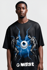 G WEST RHINSTONE EYE OF THE POWER 3/4 SLEEVES MESH SHORT SET