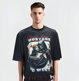 G WEST RHINSTONE HOSTAGAE 3/4 SLEEVES MESH SHORT SET