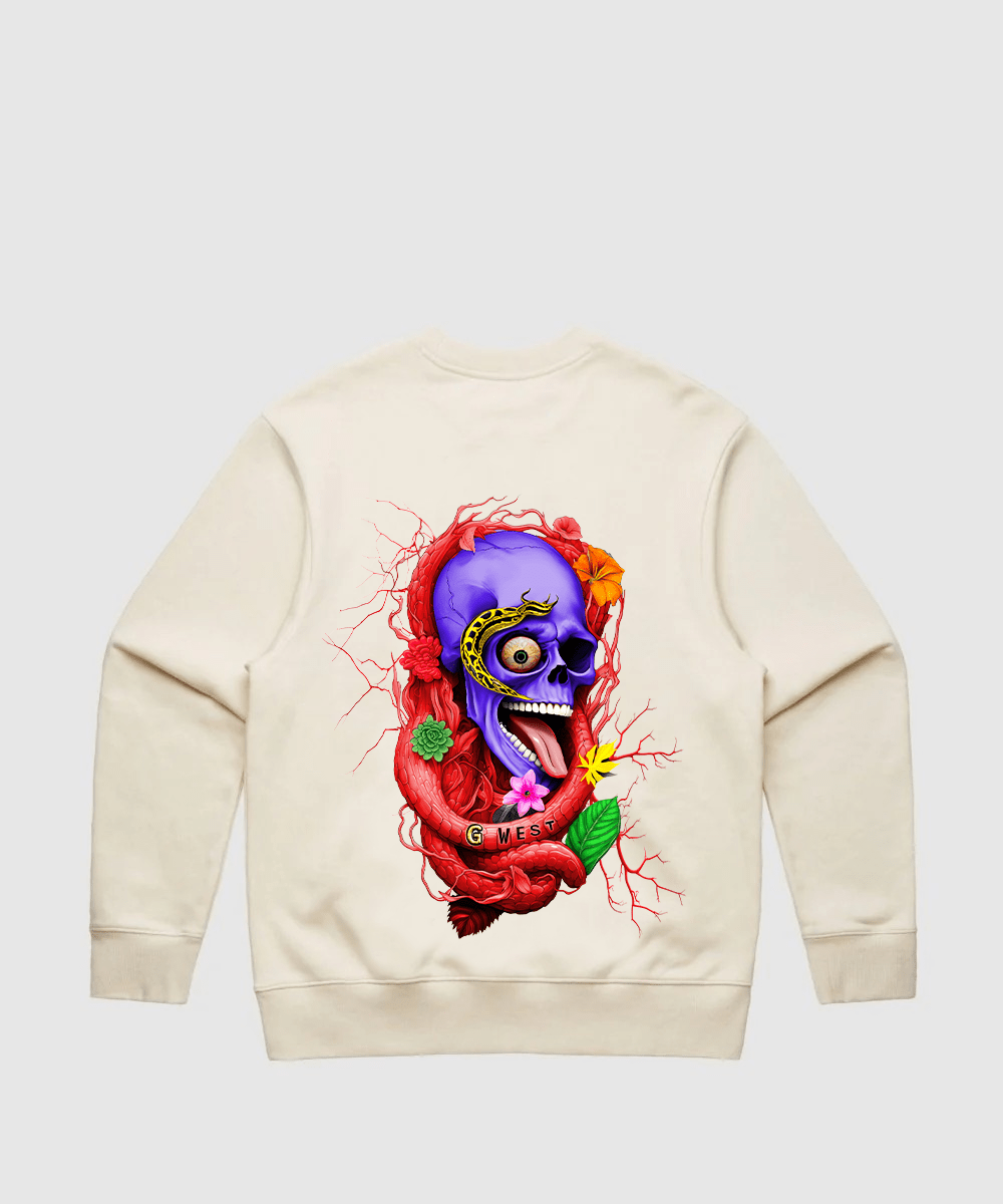 G West Rose Skull Heavy Premium Crewneck