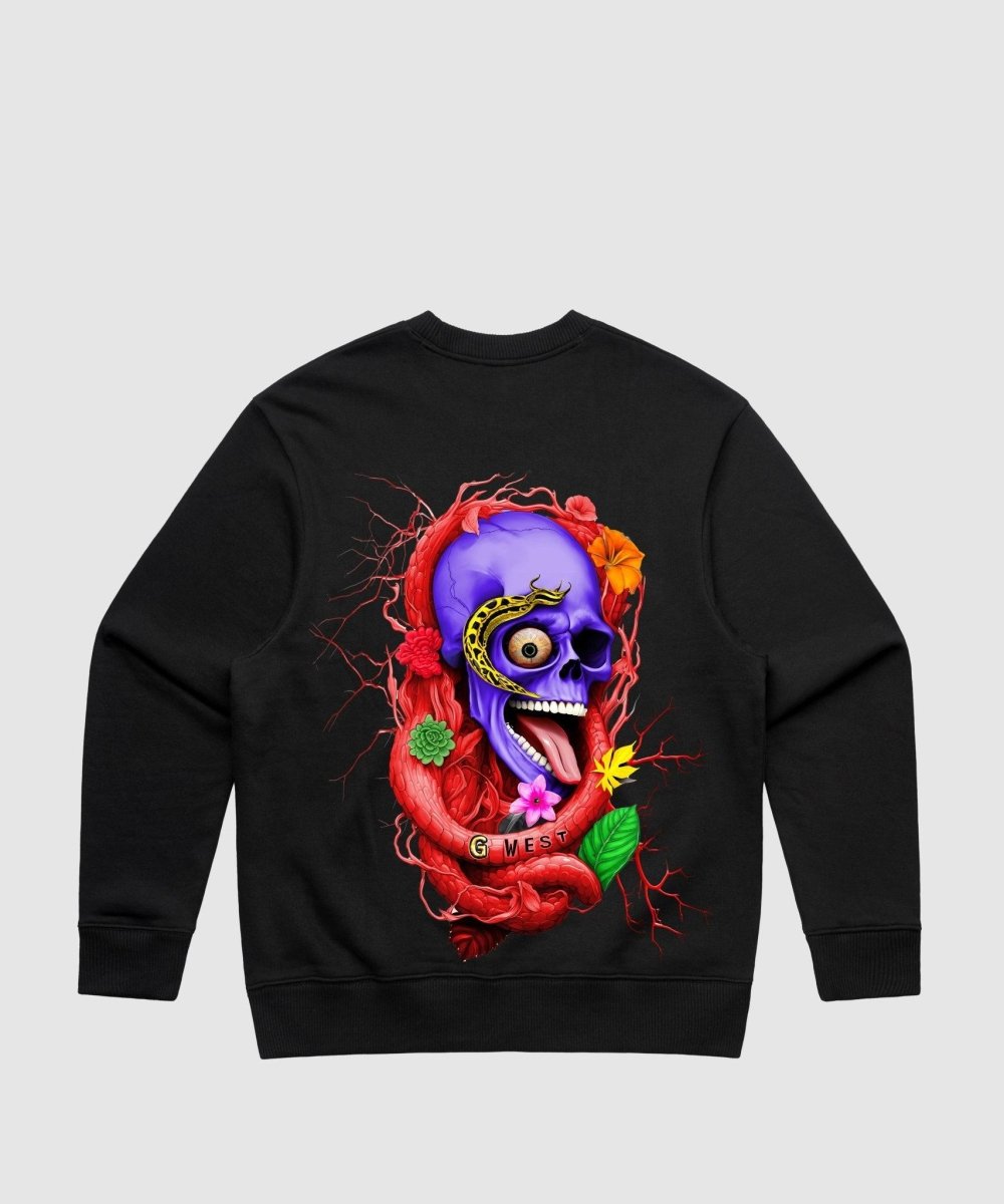 G West Rose Skull Heavy Premium Crewneck