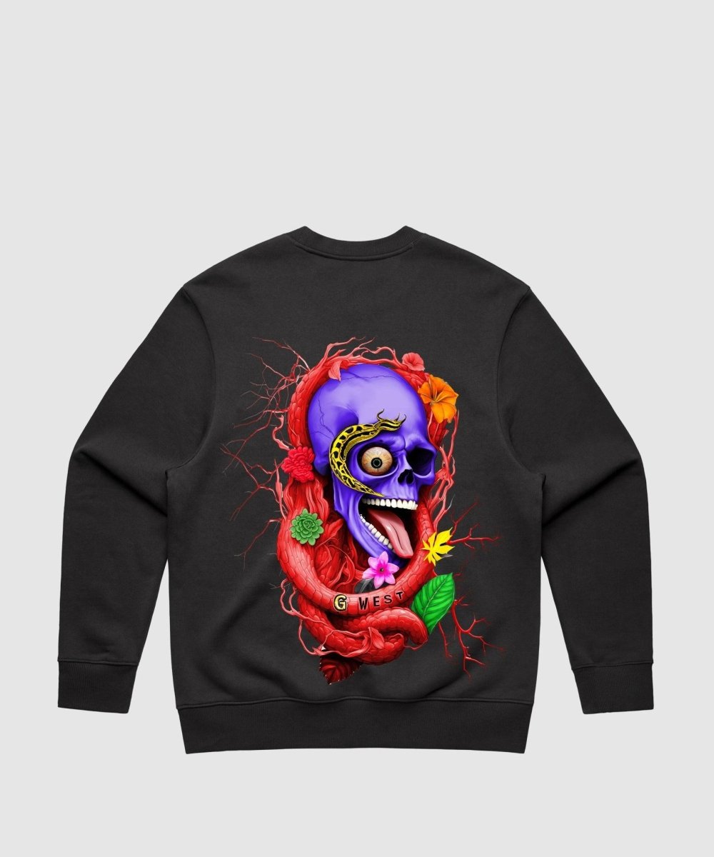 G West Rose Skull Heavy Premium Crewneck