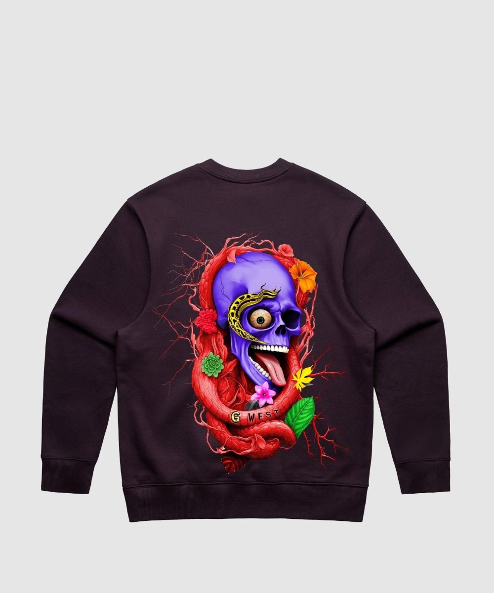 G West Rose Skull Heavy Premium Crewneck