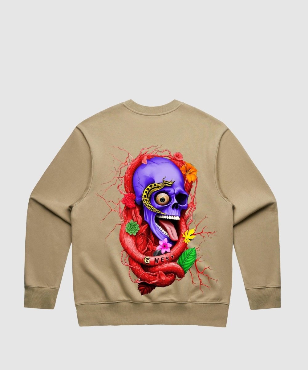 G West Rose Skull Heavy Premium Crewneck