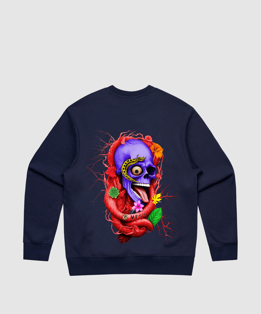 G West Rose Skull Heavy Premium Crewneck