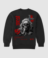 G West Smoke Skull Fleece Crewneck With Invisible Zippers
