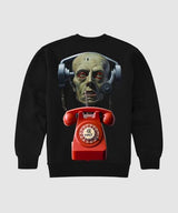 G West Telephone Head Fleece Crewneck With Invisible Zippers