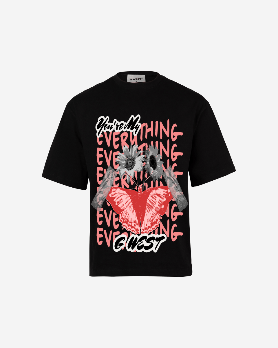 G-WEST WINGS N BLOOMS OVERSIZED TEE