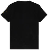 Casual outfit styled with a black graphic T-shirt