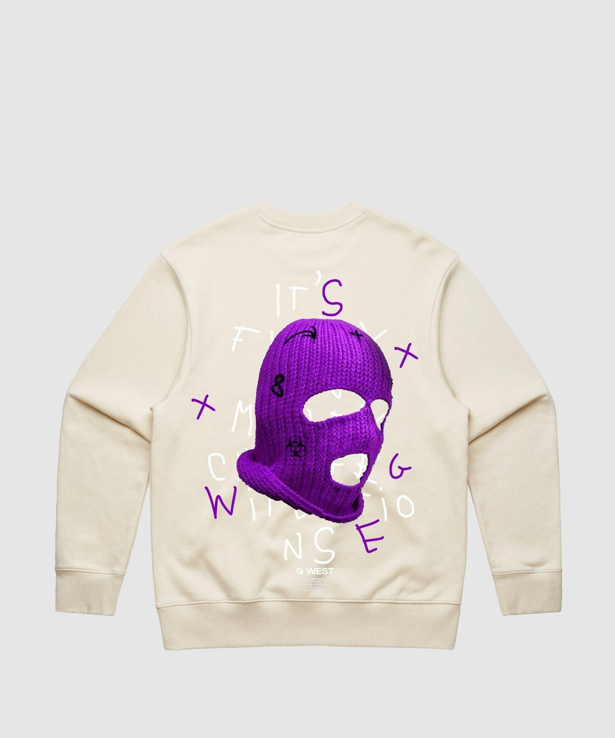 G West Purple Ski Mask Heavy Premium Crewneck