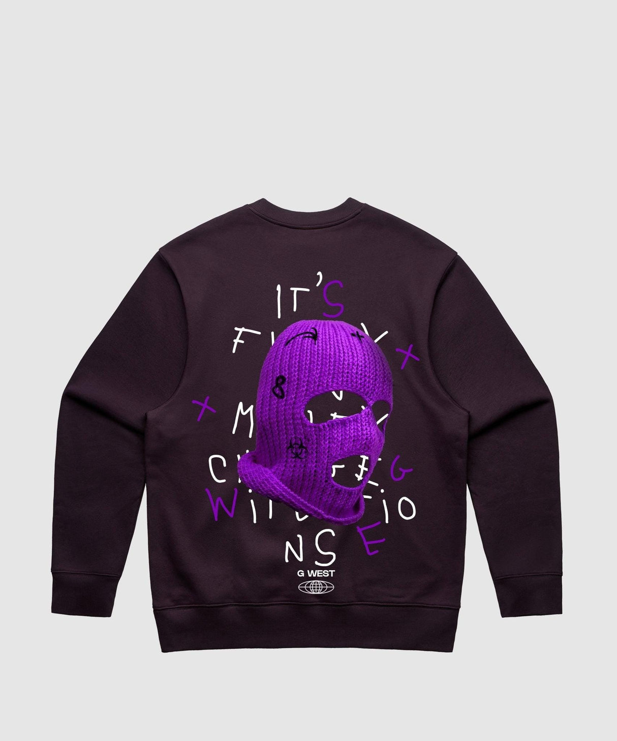 G West Purple Ski Mask Heavy Premium Crewneck