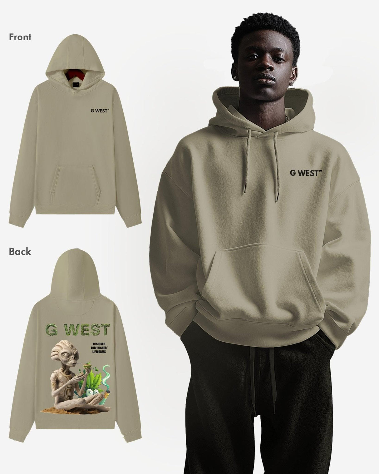 G West Higher Lifeform Heavy Premium Oversized Hoodie