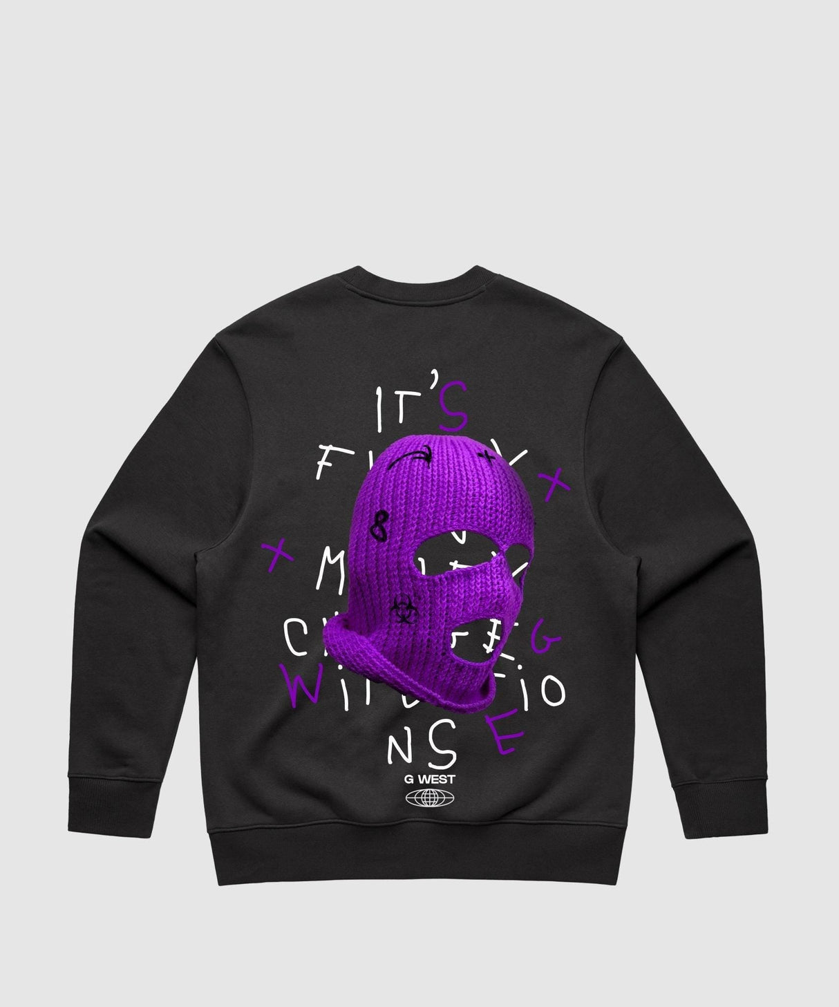 G West Purple Ski Mask Heavy Premium Crewneck