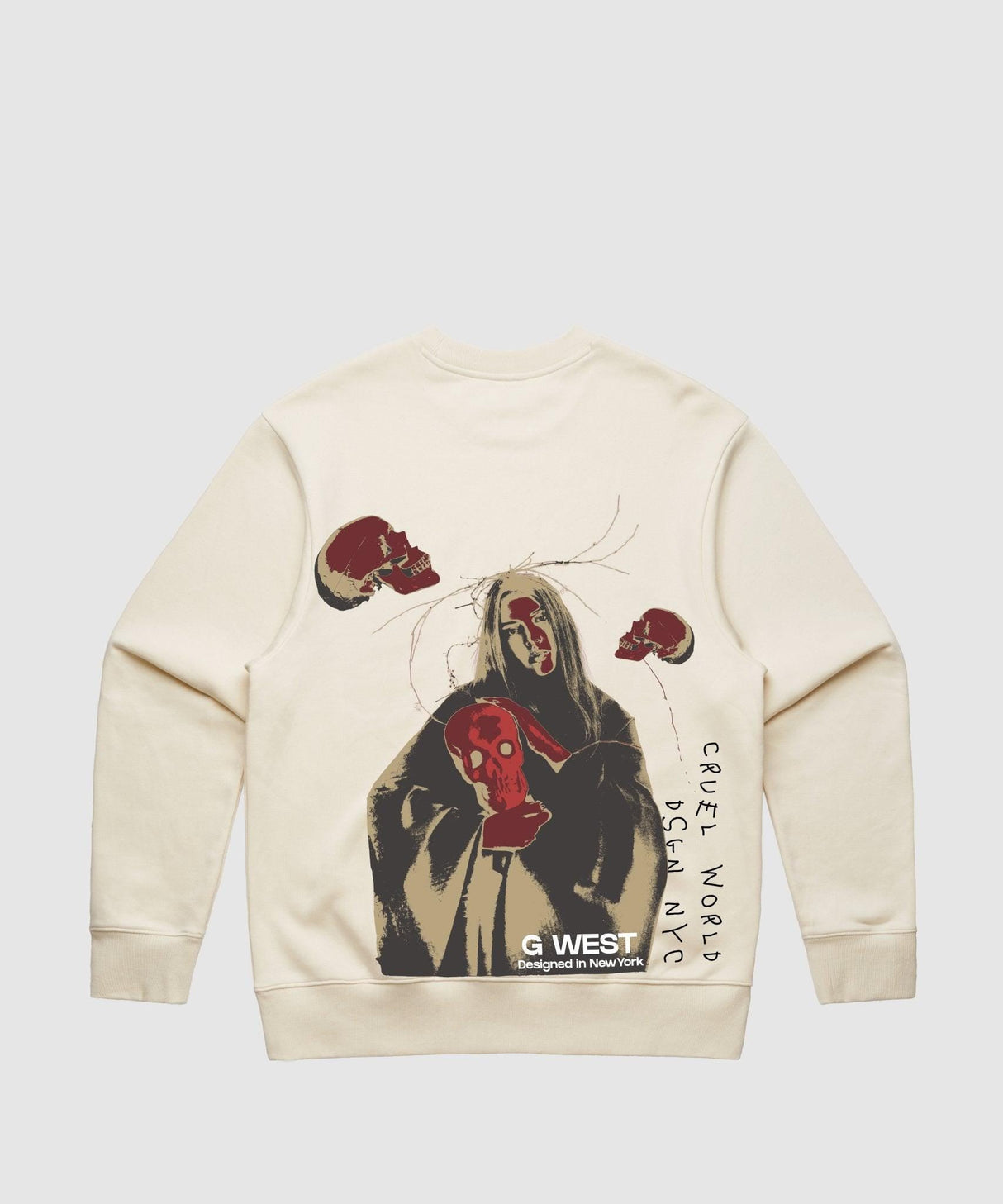 G West Red Skull Heavy Premium Crewneck