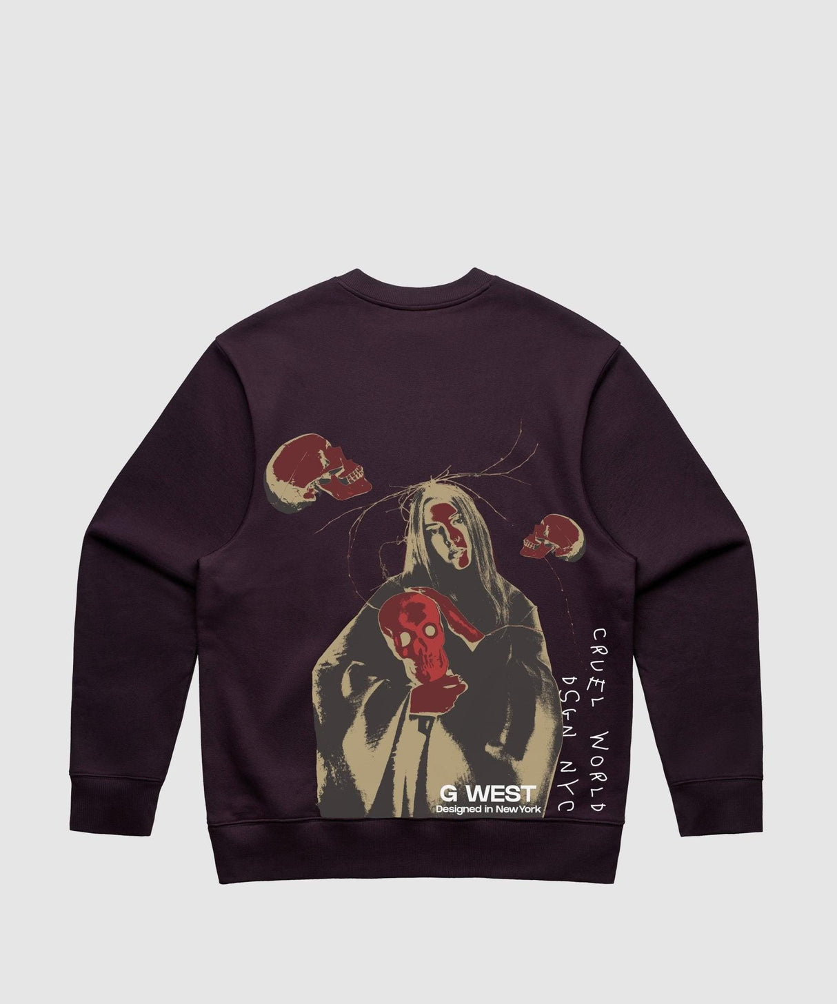 G West Red Skull Heavy Premium Crewneck
