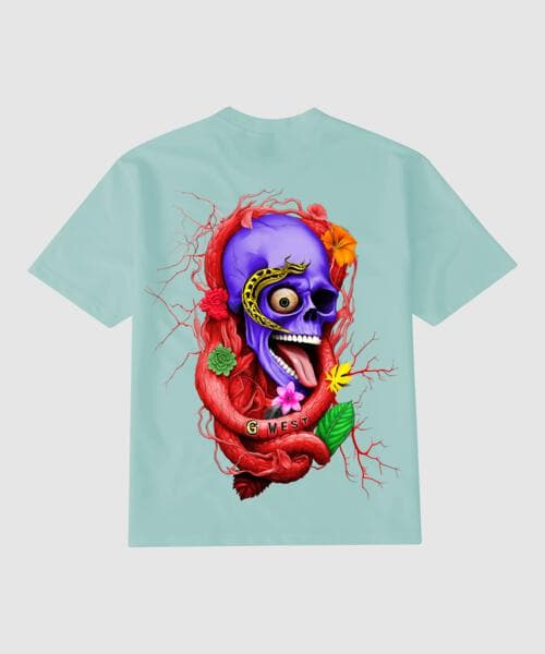 G West Oversized Premium Snake Skull T-Shirt - Gwgtl7005 - 5 Colors