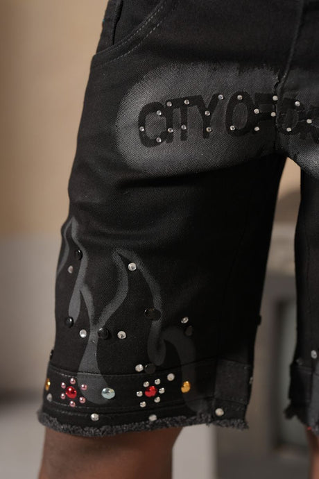 Kids designer style embellished baggy shorts multicolor premium look