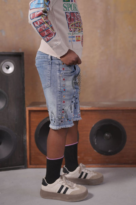 Kids Dreams embellished chain baggy shorts multicolor