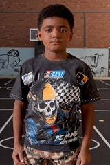 DripNationIL kids fast car graphic embellished t-shirt multicolor design