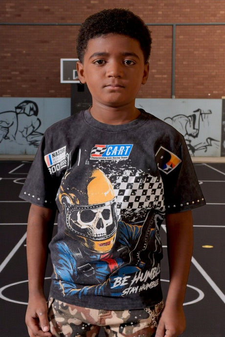 DripNationIL kids fast car graphic embellished t-shirt multicolor design