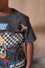 DripNationIL kids multicolor fast car streetwear t-shirt everyday wear