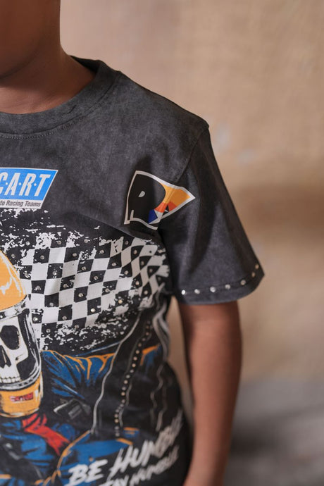 DripNationIL kids multicolor fast car streetwear t-shirt everyday wear