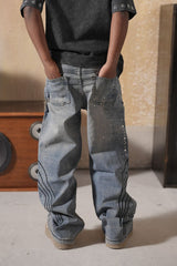 Kids rhinestone baggy jeans Elitestar design for bold everyday outfits