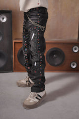 Kids rhinestone baggy jeans multicolor design for trendy outfits
